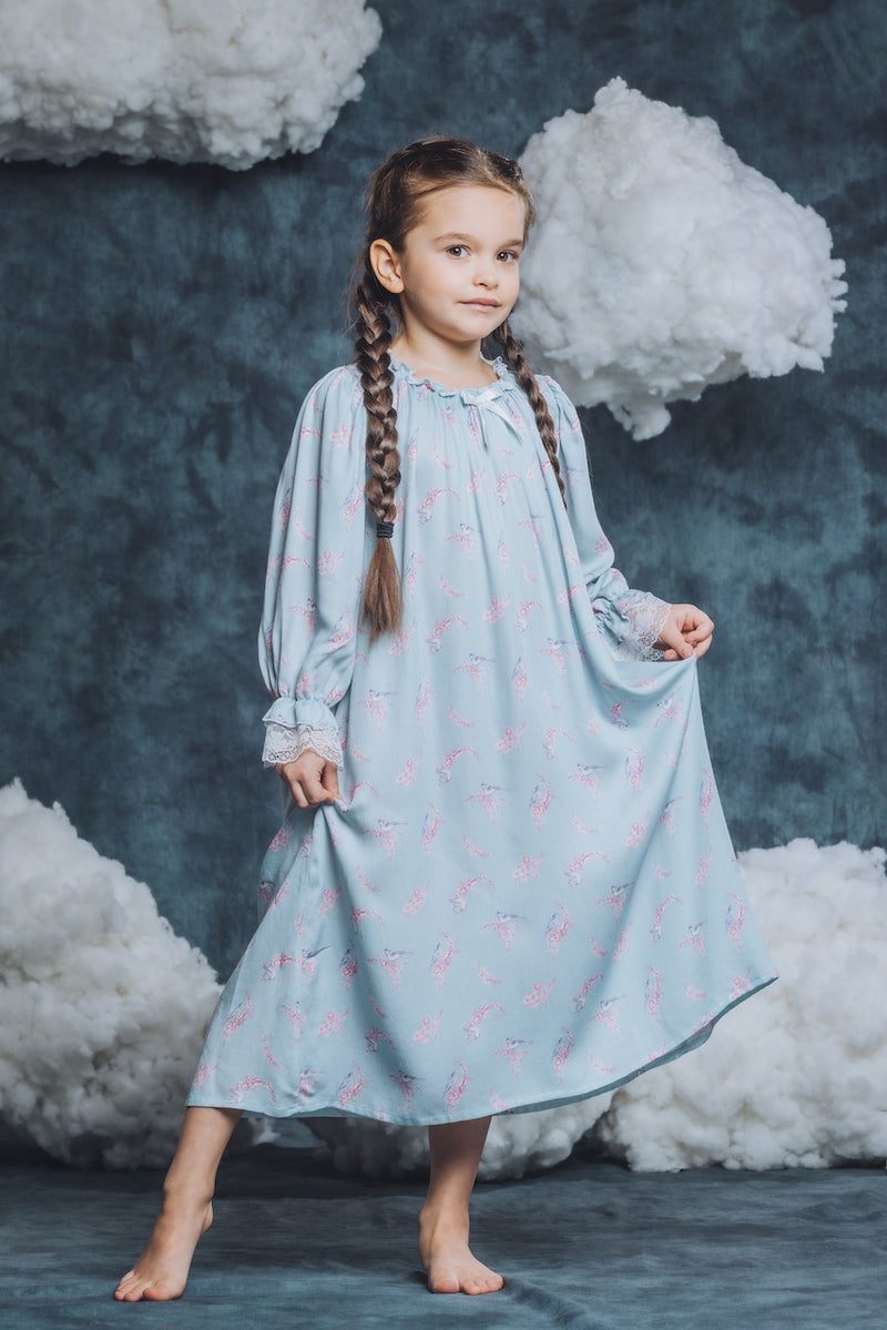 VICTORIA - CHILDREN'S NIGHTDRESS BLUE BIRDS