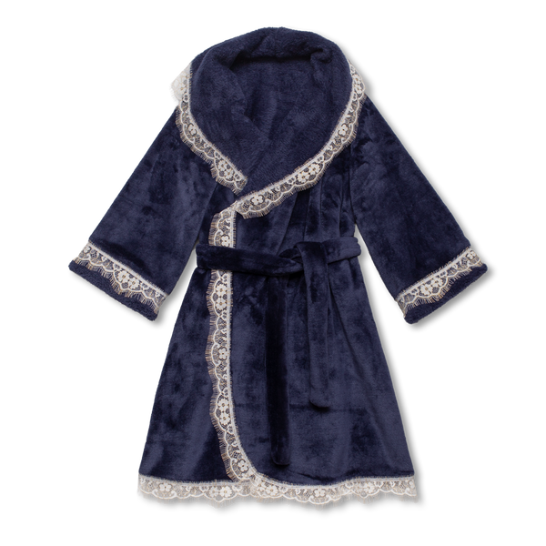 KAYLA - GIRLS BATHROBE IN NAVY