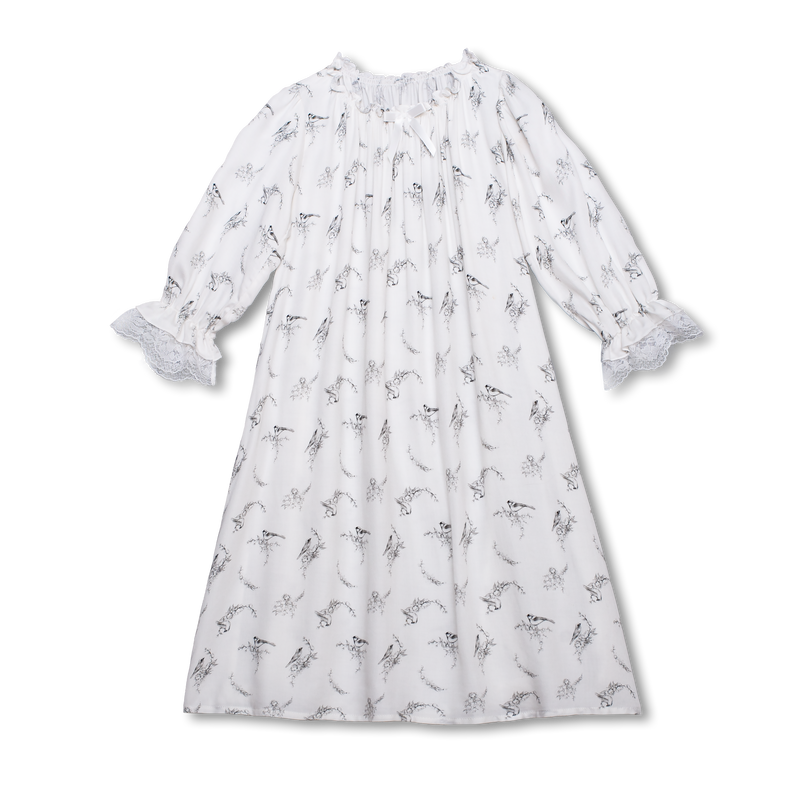 VICTORIA - GIRLS' NIGHTDRESS WHITE BIRDS