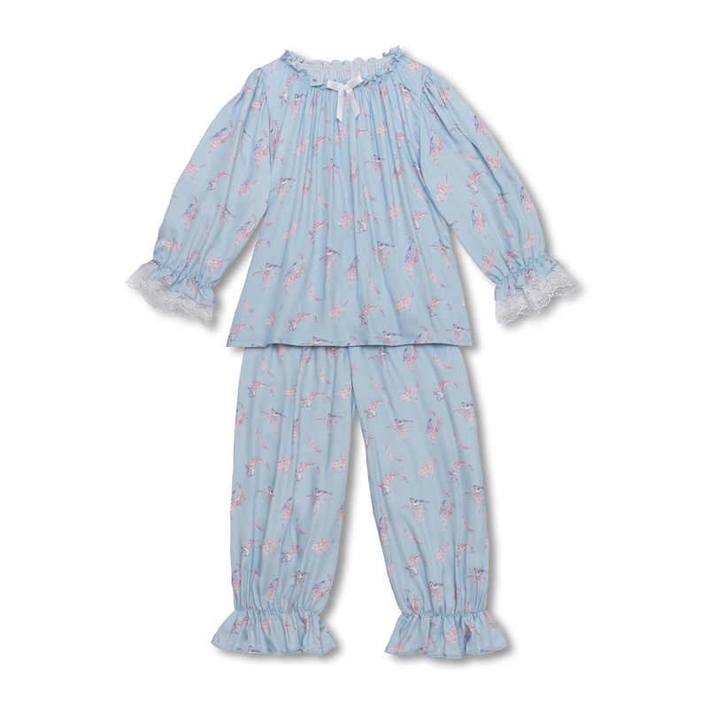 GRACE - CHILDRENS' PYJAMA SET IN BLUE BIRDS