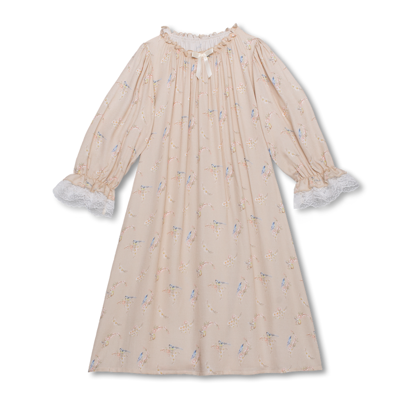 VICTORIA - GIRLS' NIGHTDRESS BEIGE BIRDS