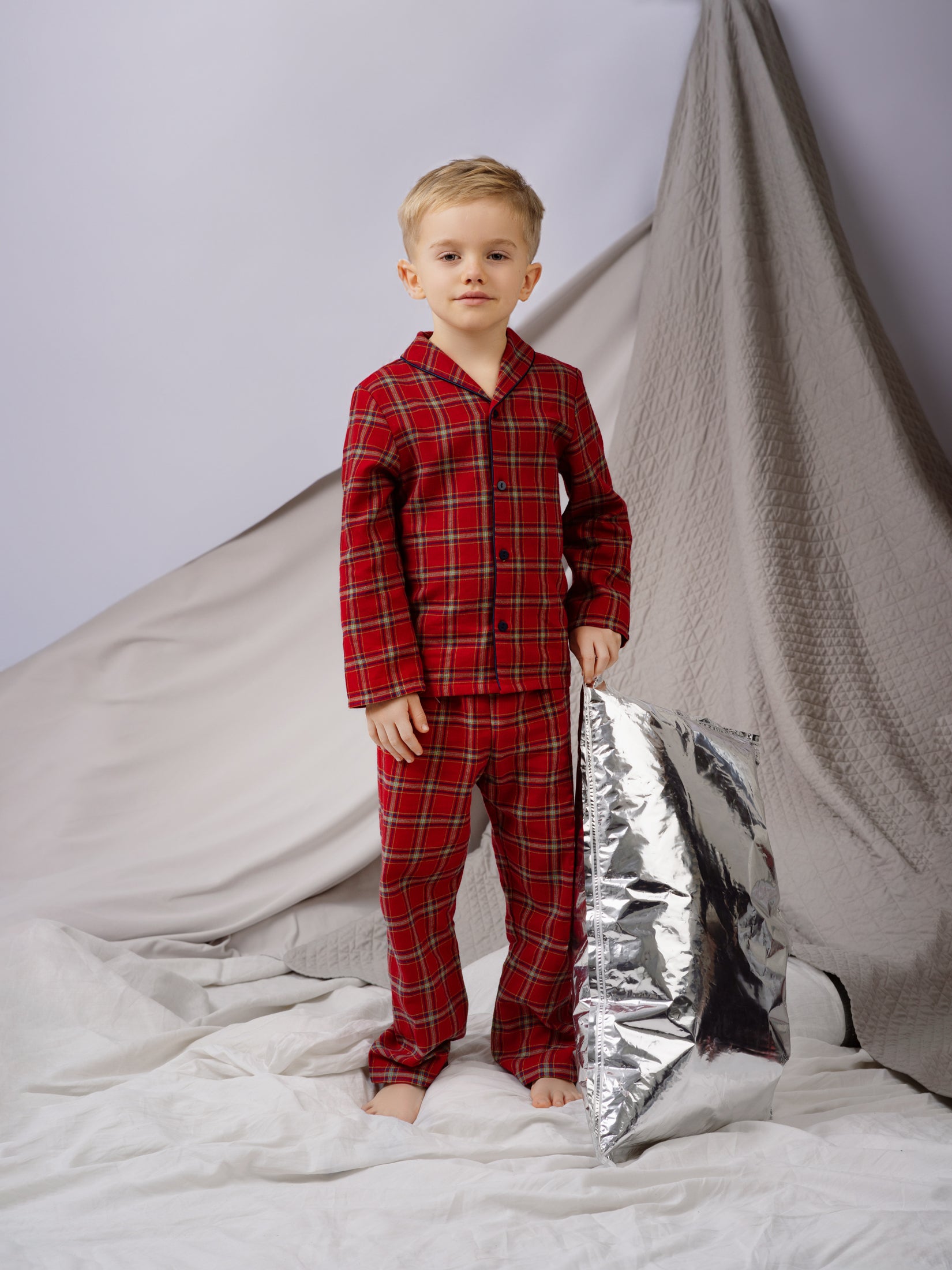 Plaid Pajamas Boys Red Checked Pyjamas Timeless Kids' Pyjama Set