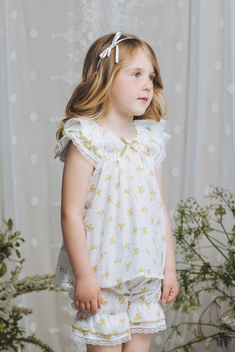 AMELIA - GIRLS COTTON PYJAMA GREEN FLOWERS