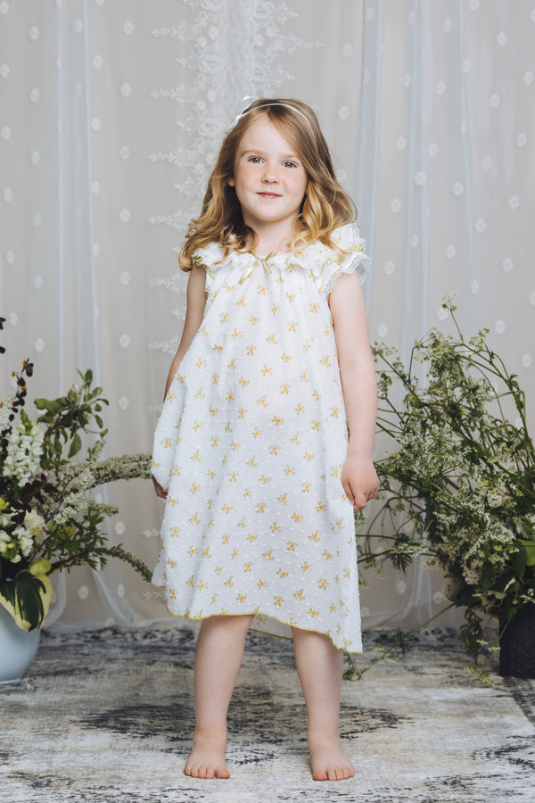 KLARA - GIRLS COTTON NIGHTDRESS GREEN FLOWERS