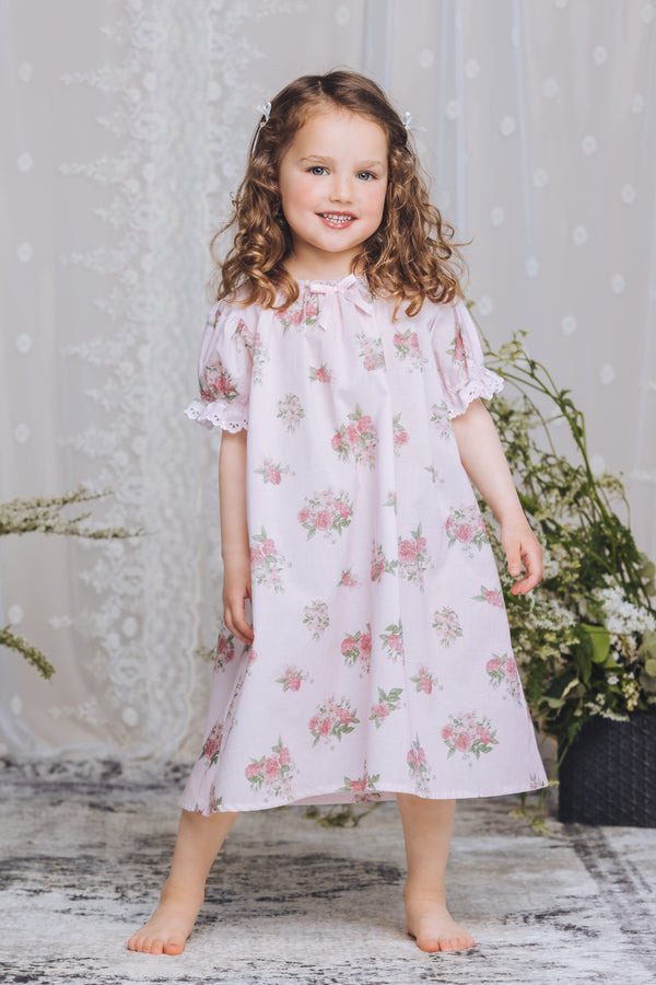 VANESSA - GIRLS COTTON NIGHTDRESS PINK ROSES