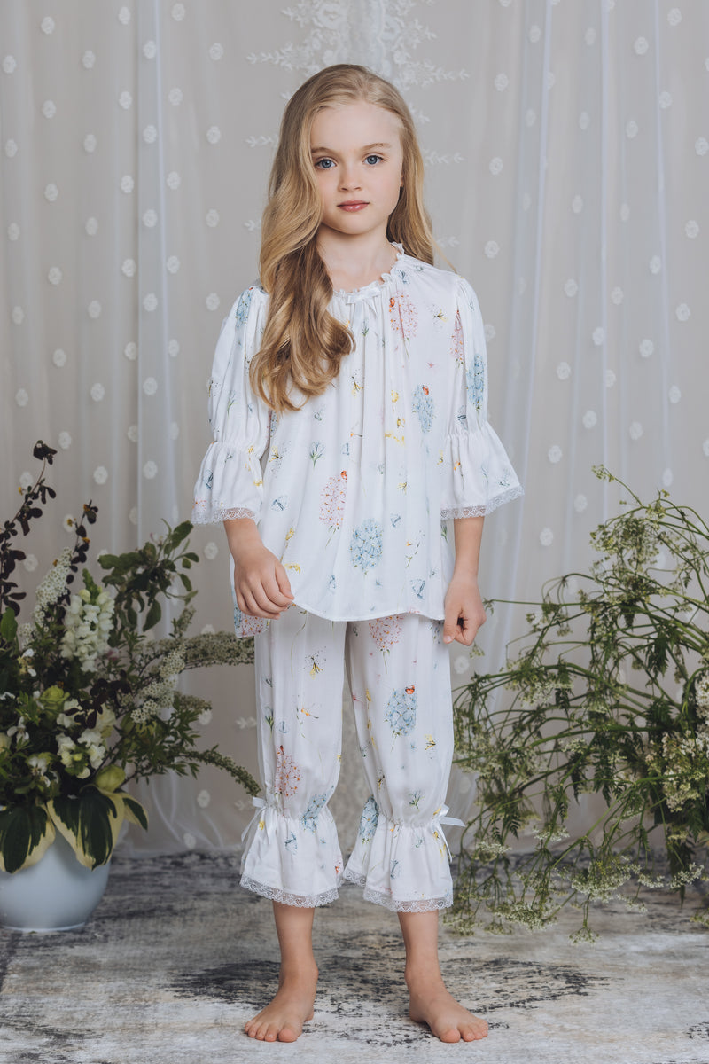 ARIANNA - GIRLS VISCOSE PYJAMA WHITE LADYBUG PRINT