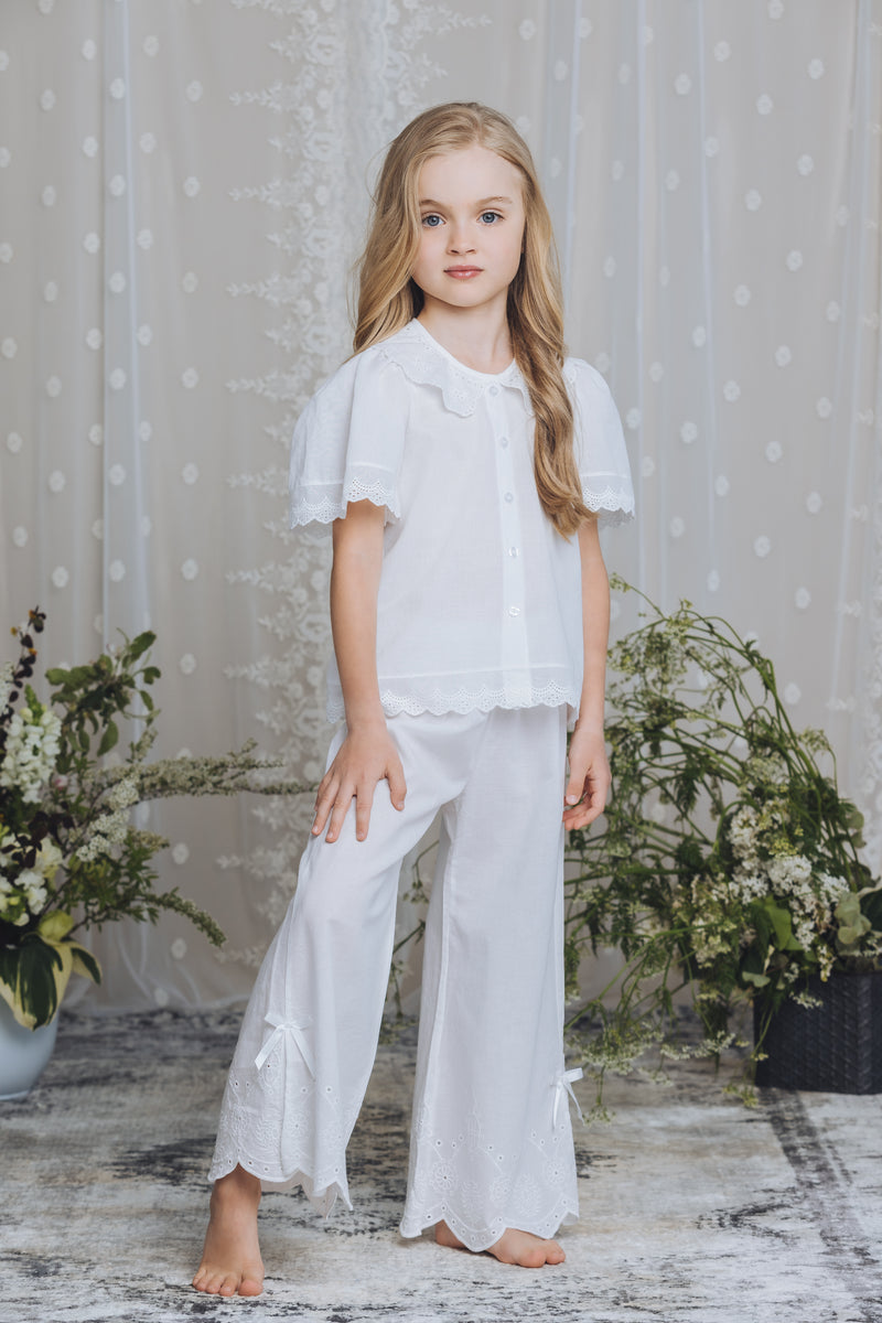 INDIGO - GIRLS COTTON PYJAMA WHITE