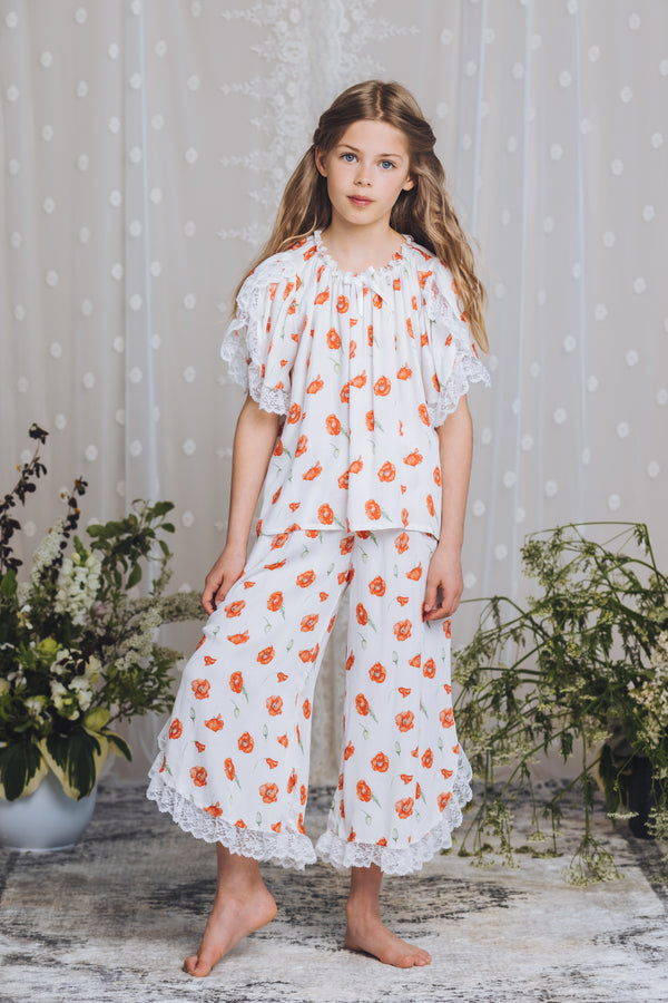 MILANA - GIRLS VISCOSE PYJAMA POPPY PRINT