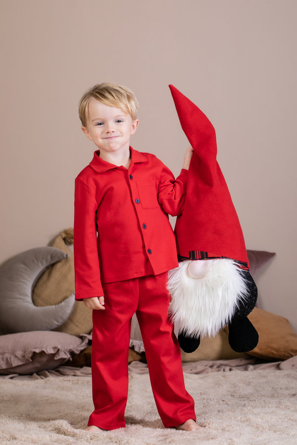 SAM - BOYS' JERSEY PYJAMA SET IN RED