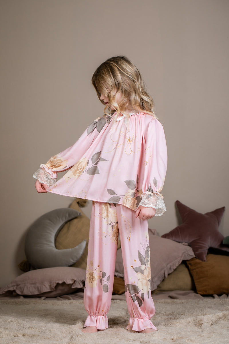 GRACE - GIRLS PYJAMA SET IN PINK ROSES