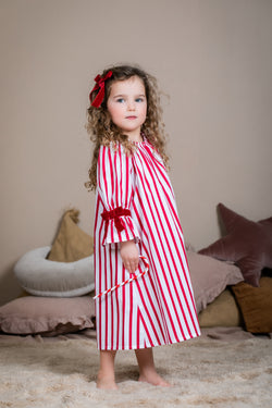 ALEXANDRA - GIRLS NIGHTDRESS IN RED STRIPES