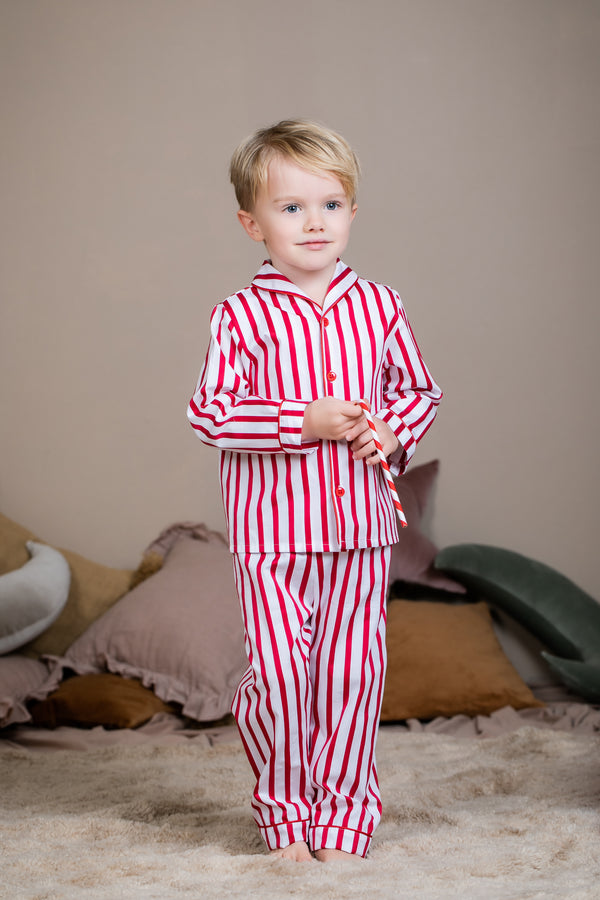 SAM - BOYS' PYJAMA SET IN RED STRIPES