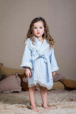 KAYLA - GIRLS BATHROBE IN BABY BLUE