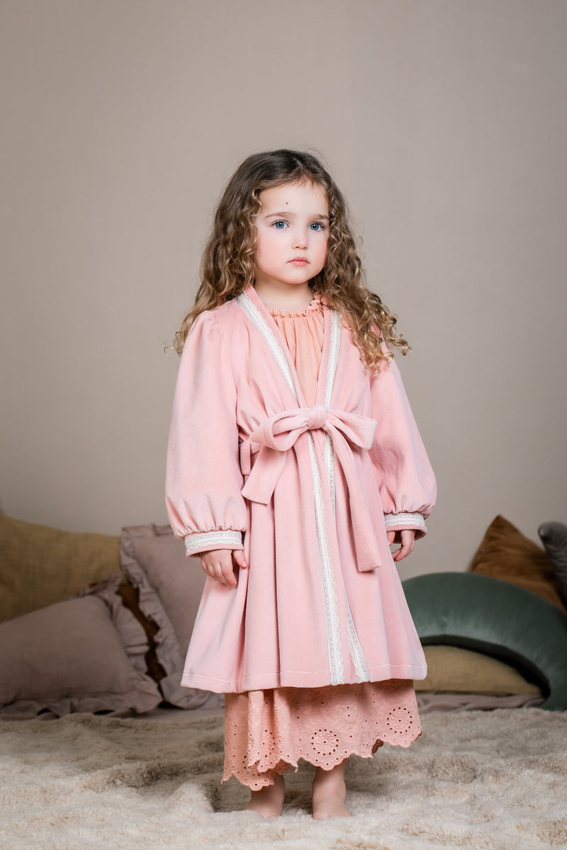 LUCINE - GIRLS DRESSING GOWN IN DUSTY PINK