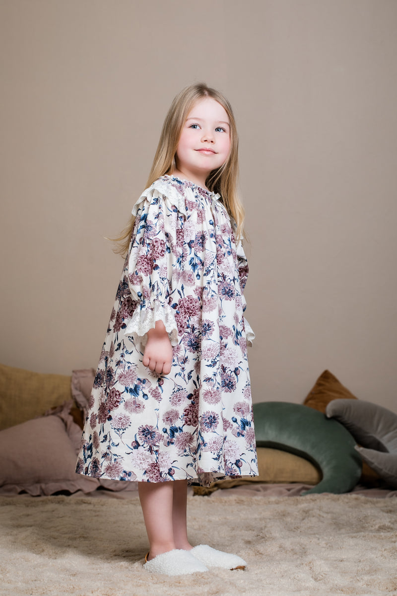 JULIETTE - GIRLS NIGHTDRESS PURPLE FLOWERS