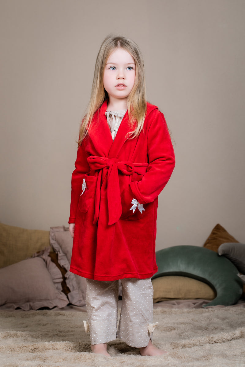 MAYA - GIRLS DRESSING GOWN IN RED