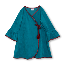 Charming deep emerald Agnia robe keeps your kids cozy and comfortable - AMIKI Children