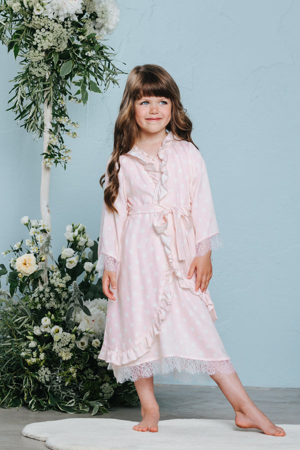 Charming children's pink dressing gown Sofia