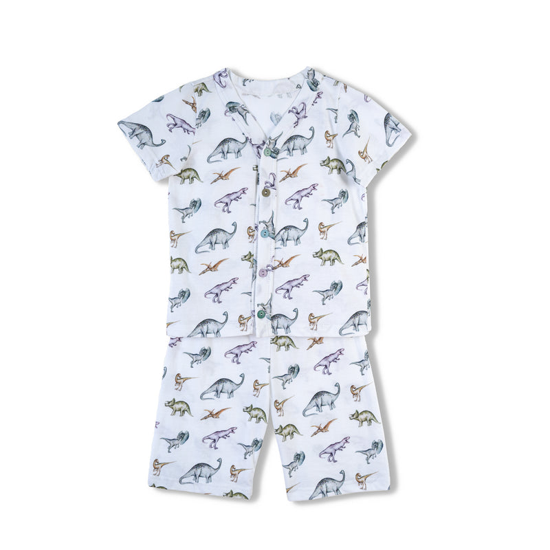 Short-sleeved boys' pyjama set Walter with dinosaur print