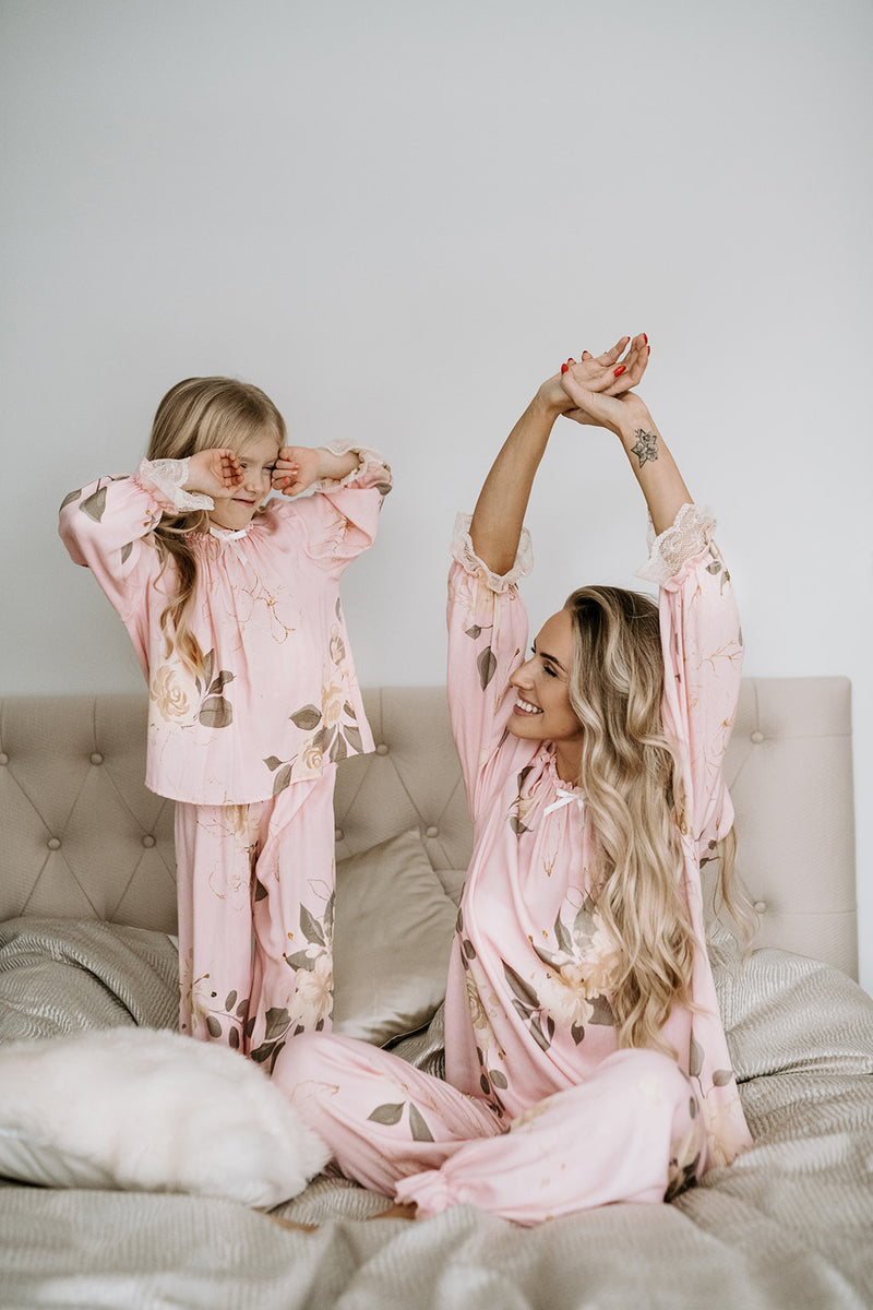 GRACE - GIRLS PYJAMA SET IN PINK ROSES