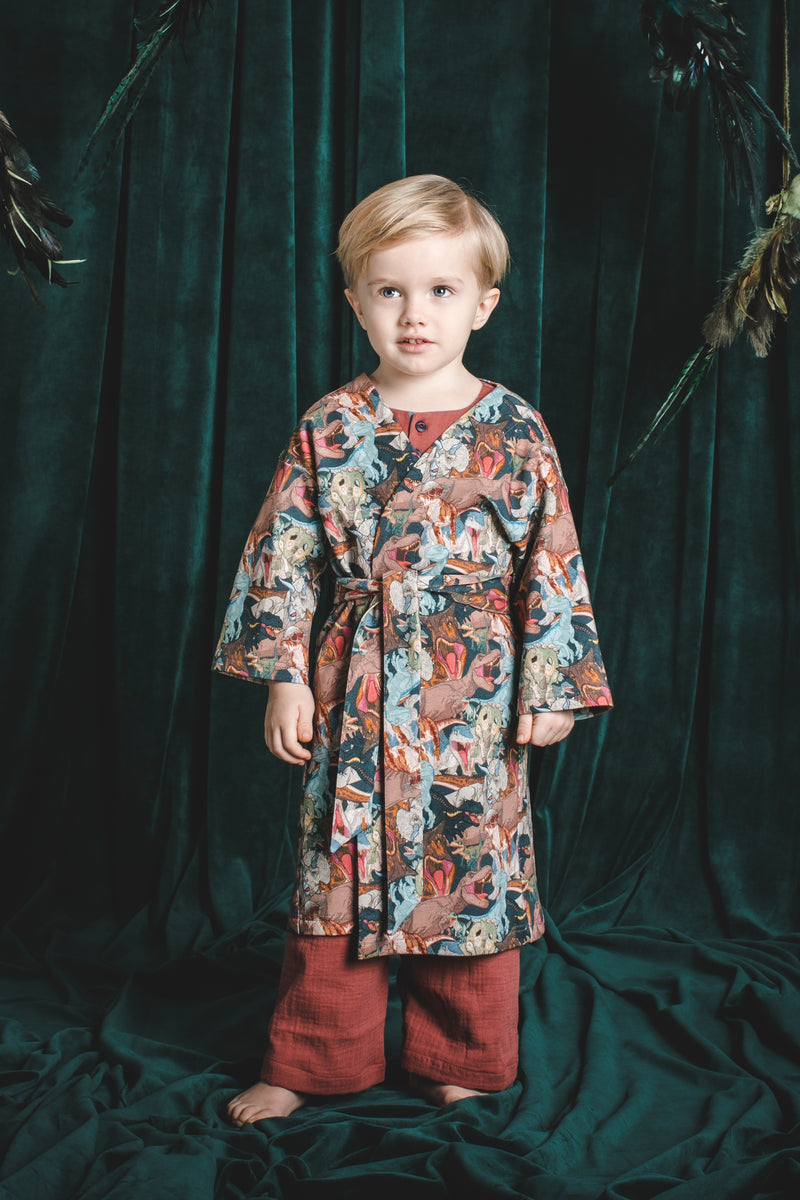 DAVID - BOYS' ROBE IN DINOSAUR PRINT