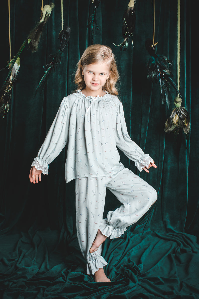 GRACE - KIDS' PYJAMA SET IN BLUE BIRDS