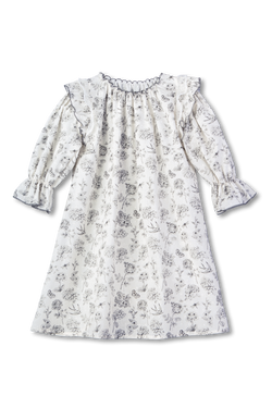 LYDIA - GIRLS' COTTON NIGHTDRESS GREY PRINT