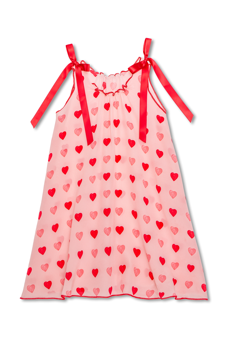 REBECCA - GIRLS' SILK NIGHTDRESS PINK HEARTS