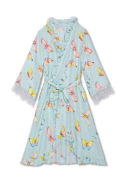 SOFIA - KIDS' DRESSING GOWN MINTY GREEN BUTTERFLIES