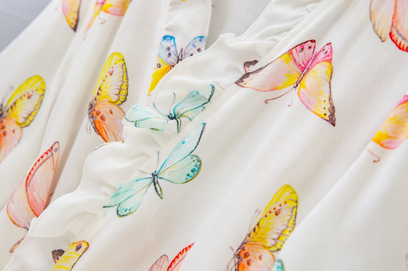 SOFIA - CHILDREN’S DRESSING GOWN WHITE BUTTERFLIES