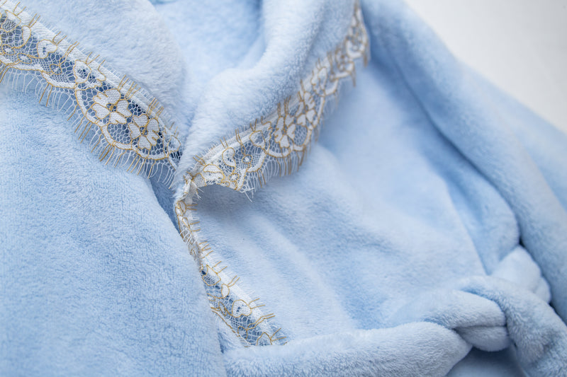 KAYLA - GIRLS BATHROBE IN BABY BLUE