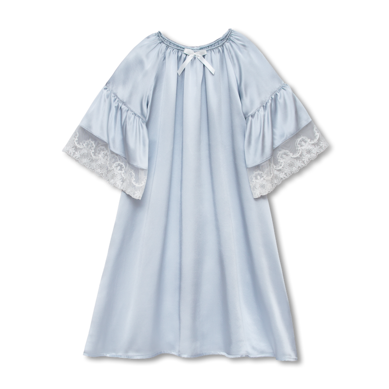 OFELIA - GIRLS SILK NIGHTDRESS ICE BLUE