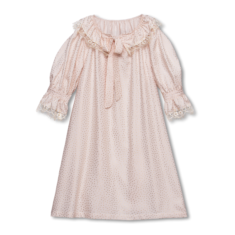 ALAYA - GIRLS NIGHTDRESS PINK WITH GOLDEN DOTS