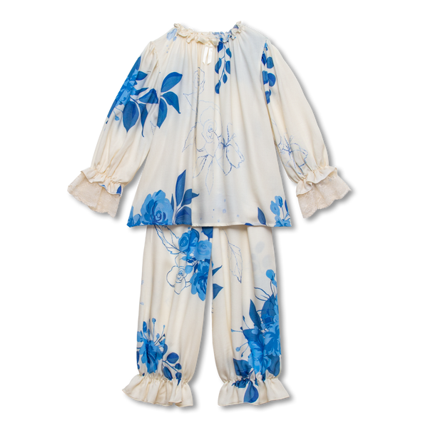 GRACE - GIRLS PYJAMA SET IN BLUE ROSES