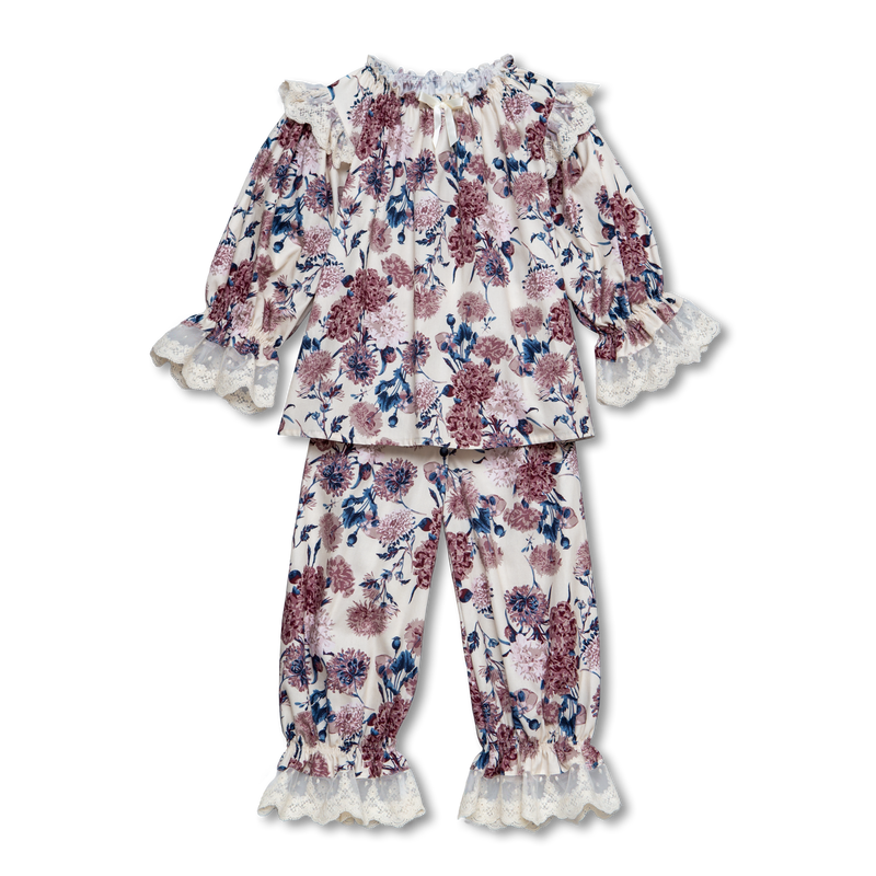 DANIELA - GIRLS PYJAMA SET IN PURPLE FLOWERS