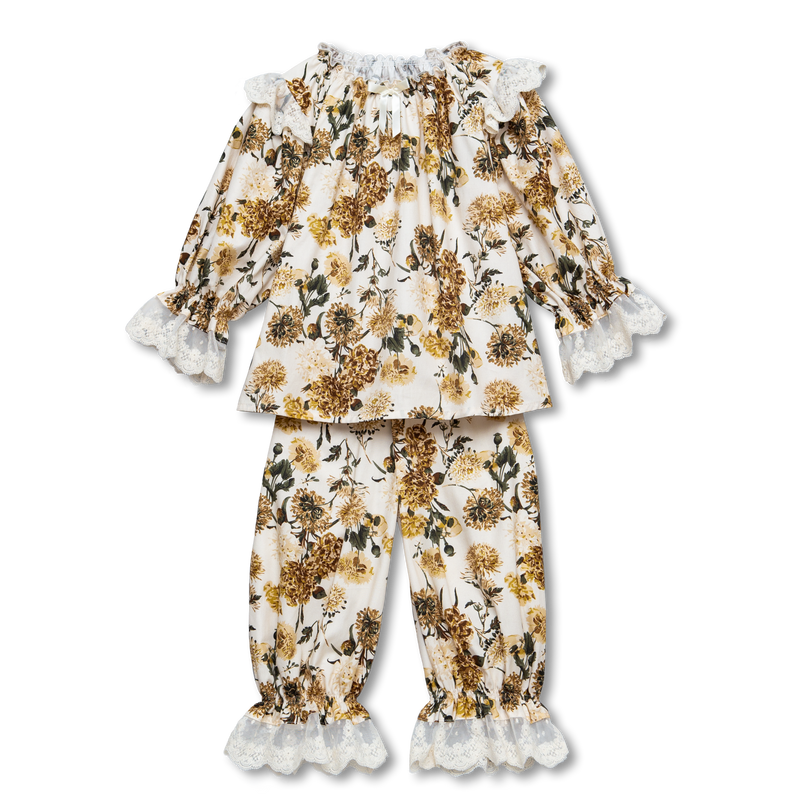 DANIELA - GIRLS PYJAMA SET IN YELLOW FLOWERS