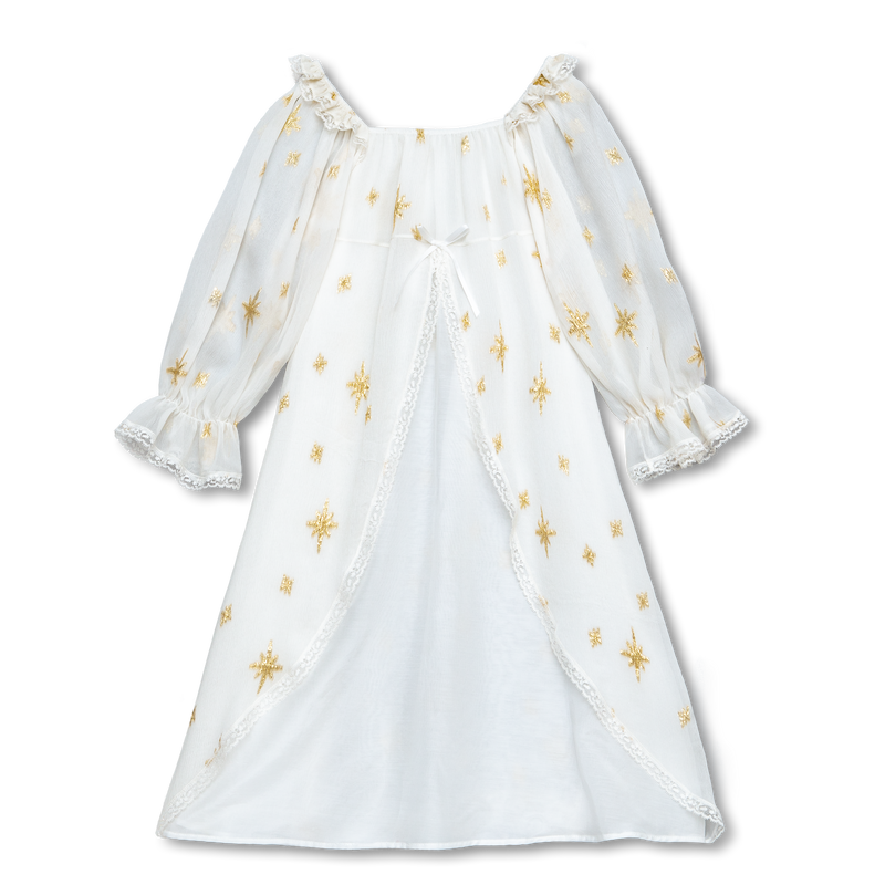 PENELOPE - GIRLS SILK NIGHTDRESS GOLDEN STARS