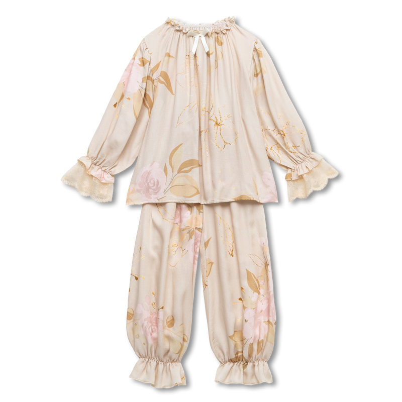 GRACE - GIRLS PYJAMA SET IN BEIGE ROSES