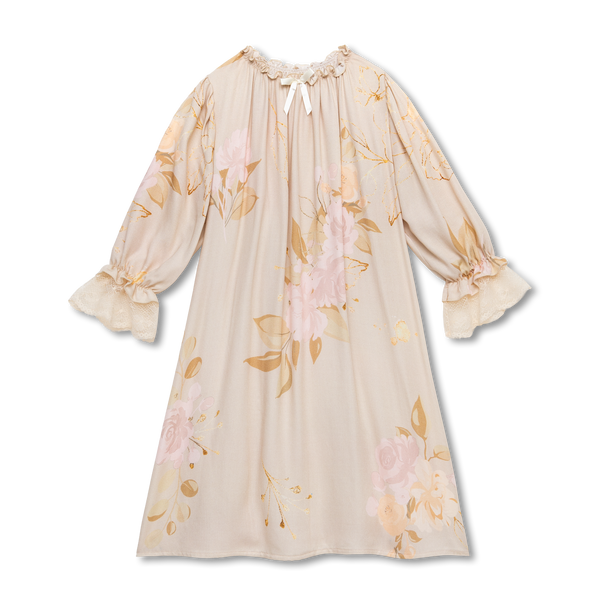 VICTORIA - GIRLS NIGHTDRESS BEIGE ROSES