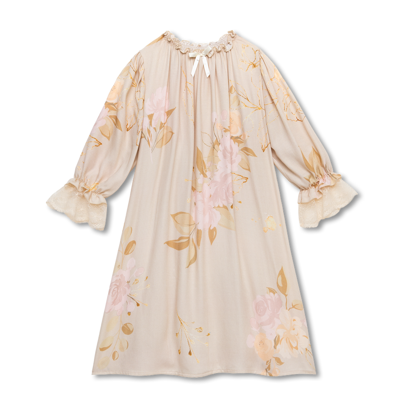 VICTORIA - GIRLS NIGHTDRESS BEIGE ROSES