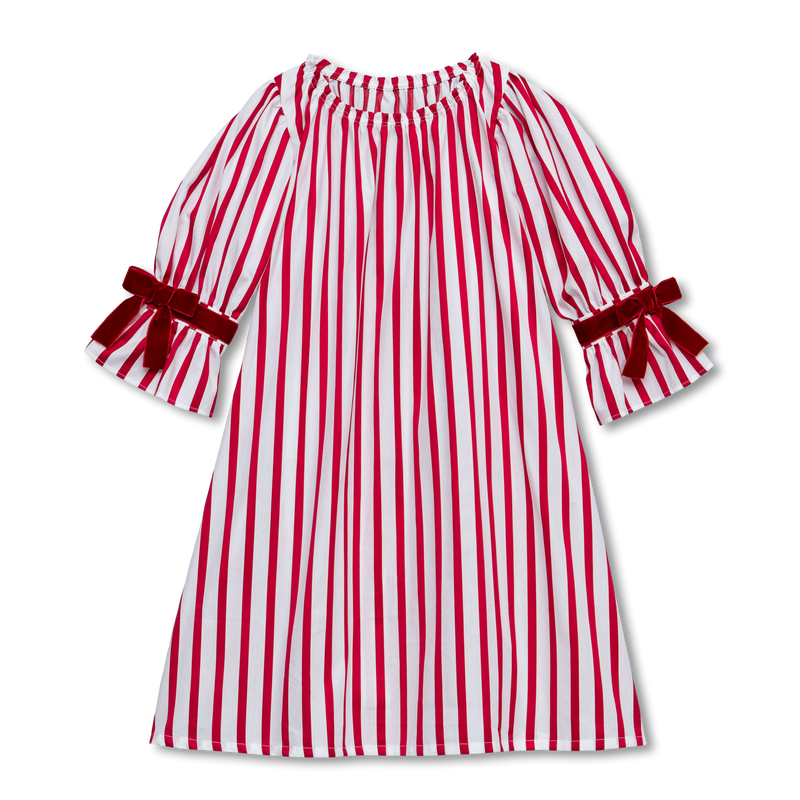 ALEXANDRA - GIRLS NIGHTDRESS IN RED STRIPES