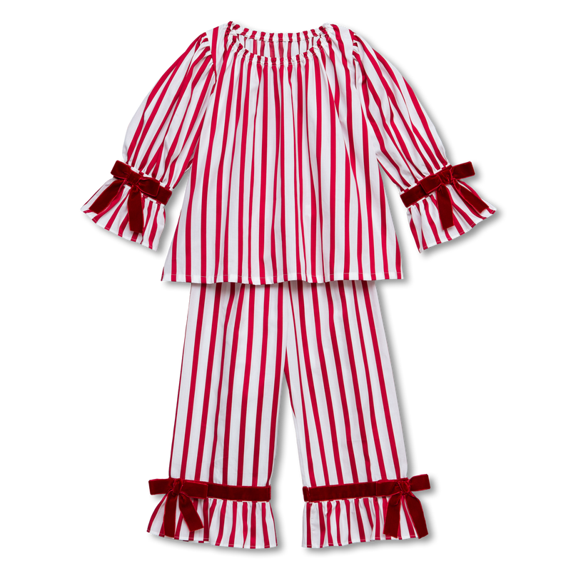 XENIA - GIRLS PYJAMA SET IN RED STRIPES