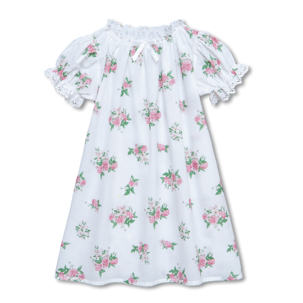 VANESSA - GIRLS COTTON NIGHTDRESS WHITE ROSES