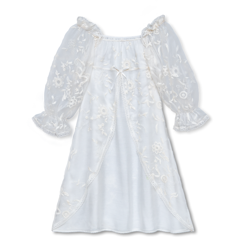 PENELOPE - GIRLS SILK NIGHTDRESS WHITE