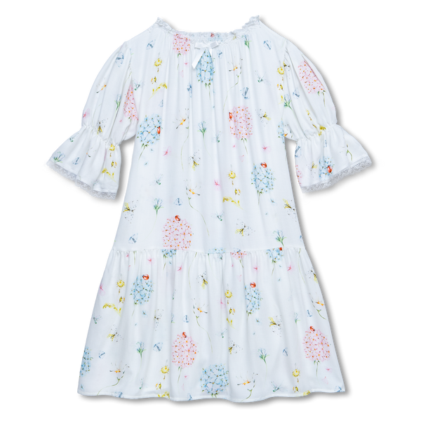 GISELLE - GIRLS VISCOSE NIGHTDRESS WHITE LADYBUG PRINT