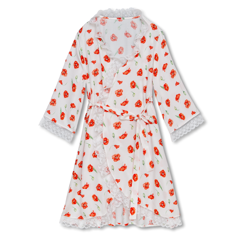 SOFIA - GIRLS VISCOSE DRESSING GOWN POPPY PRINT