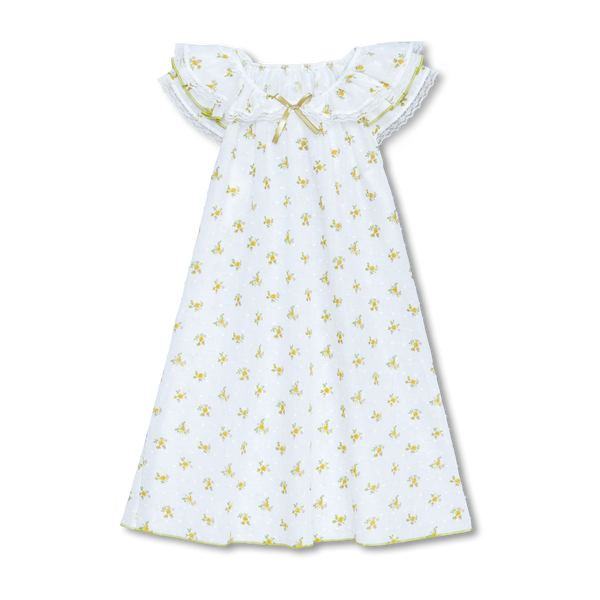 KLARA - GIRLS COTTON NIGHTDRESS GREEN FLOWERS