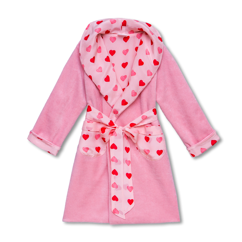 GAIA - GIRLS TERRY DRESSING GOWN PINK HEARTS