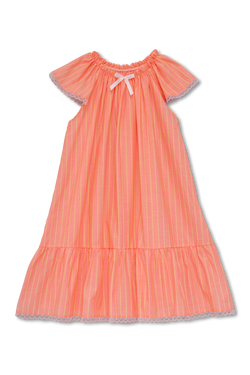 LEONORE - GIRLS' NIGHTDRESS CORAL STRIPES