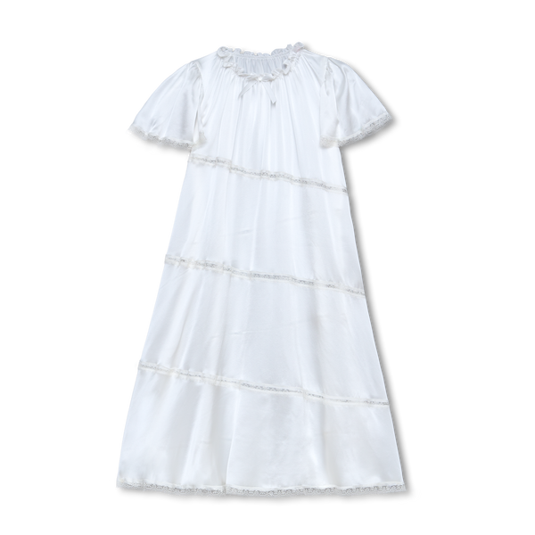 CATHERINE - GIRLS SILK NIGHTDRESS PEARL WHITE